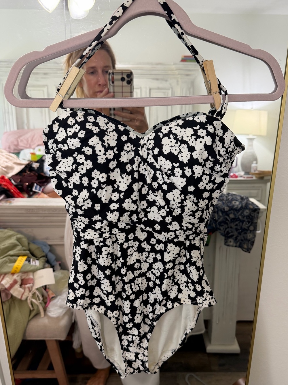 Anne Cole Black & White Floral One-Piece Swimsuit